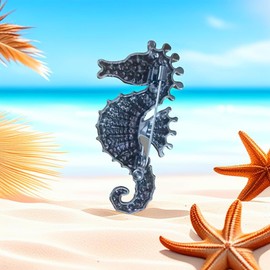 Ficsowy Trendy Rhinestone Seahorse Brooches Pin Elegant Cute Lapel Pin - Sparkly Animal Fashion Pin,for Dresses, Blazers, Sweaters, Or Denim Jackets