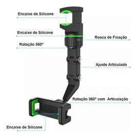 Car Supports Soporte Celular Espejo Retrovisor Coche 960° Rotación