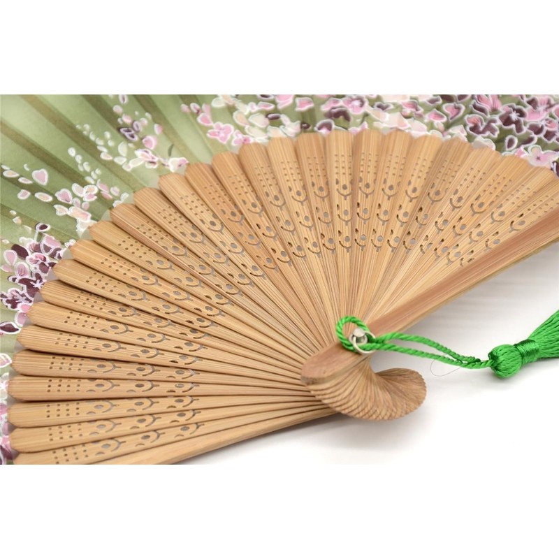 OMyTea "Sakura Chinese/Japanese Women Hand Held Silk Folding Fans with