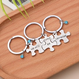 Toddmomy 3 Pieces Best Friend Keychain Set "We Will Always Be Connected" Keychain Set Friendship Keychain Jewelry Gift For Sisters Friends, As Shown