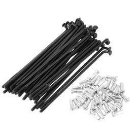 BULLSPANN Bicycle Spoke Kit 14G 97mm Bicycle Wheel Spokes and 14G 12mm Nipple Carbon Steel Black 36pcs