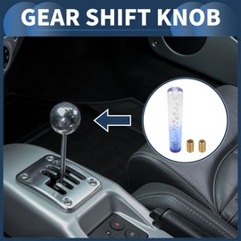 INFINAUTO Round Crystal Shift Knob, 20cm Universal for Automatic and Manual Vehicle Gear Shifter Knob with 2 Adapter Acrylic Clear Blue, 1 Set