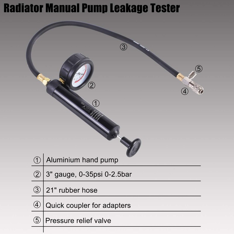 YSTOOL Radiator Pressure Tester Coolant Vacuum Refill Kit 28PCS Automotive