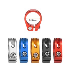 HARFINGTON Bike Seat Post Clamp 31.8mm Clip Aluminum Alloy Bicycle Locking Seat Post Ring with M4 Hex Screw for 27.2 to 28.6mm Bicycle Mountain Road Bike Tube, Red
