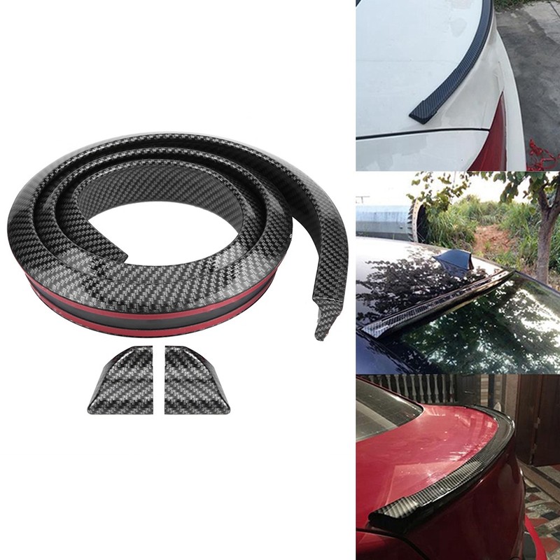 1.5m/4.9ft Carbon Fiber Soft Rubber Car Rear Roof Trunk Spoiler