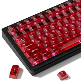 dagaladoo Red Clear keycaps,Transparent keycaps 60 75 100 Percent,Ceramic Jelly Key caps Set,Shine Through Key caps.,MDA Profile Keyboard Key Cap for Mx Switches Mechanical Keyboard