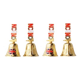 Golden London Shaped Dinner Bell with London Iconic Pictures UK Souvenir - Set of 4