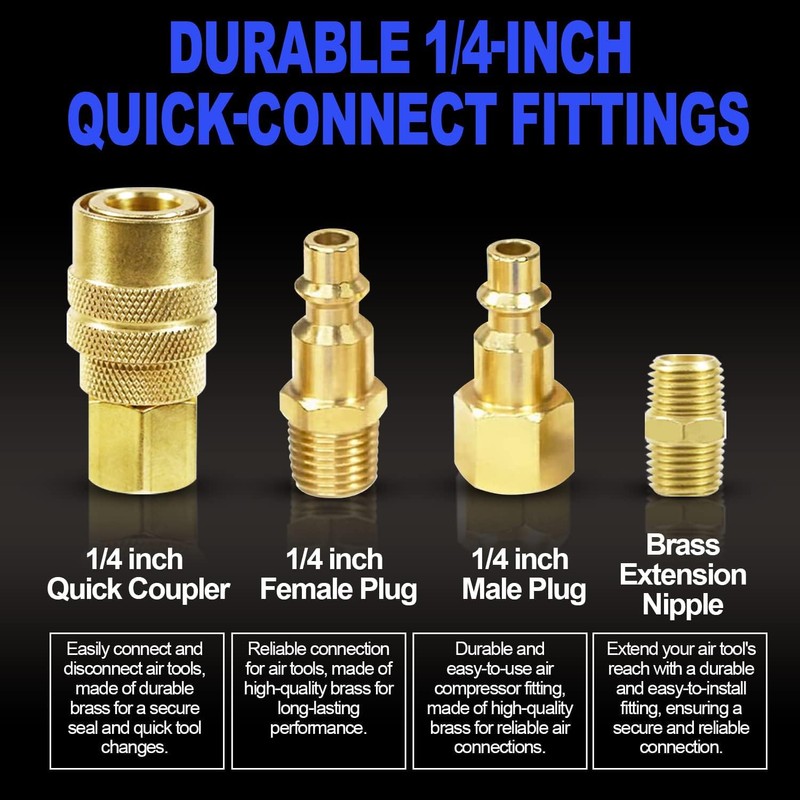 LE LEMATEC 15-PC Air Compressor Hose Fitting Kit - 1/4"