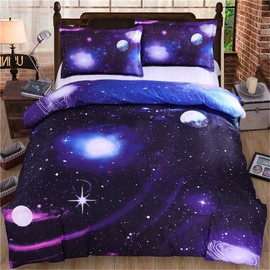 Galaxy Duvet Cover Set Reversible Sky Universe Moon Printed Bedding Quilt Cover for Bedding Decro, Ultra Soft Microfiber Duvet Cover (3Pcs, Double Size)