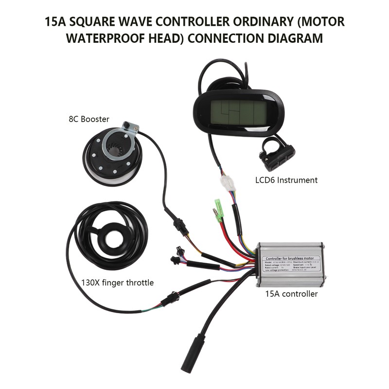 15A 36V/48V 250W Brushless Motor Controller LCD6 Display Panel Kit