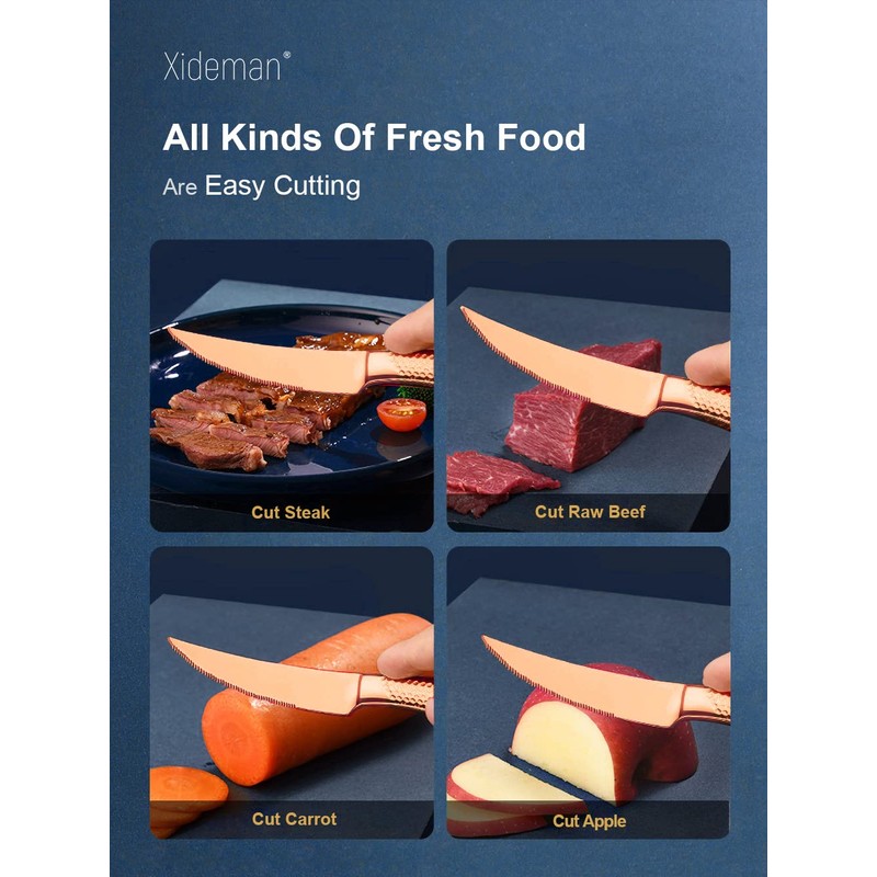 Xideman 16-Piece ​Modern Copper Hammered Silverware Set with Ultra Sharp
