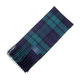 Clans of Scotland Unisex Scarf in Black Watch Tartan - Fashion Long Neck Shawl with Fringe - Soft Wool Scottish Clan Neckwear - 55 x 12