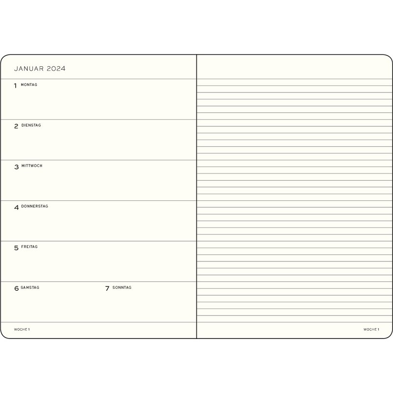LEUCHTTURM1917 367789 Weekly Calendar & Notebook Pocket (A6) 2024, Soft