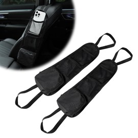 MTRPS 2PCS Car Seat Side Organizer, Front Seat Storage Hanging Bag Mesh Pocket Stuff Holder, Multi-Pocket Vehicle Storage Net Organizer for Drink Glasses Phone Wallet, Car Accessories