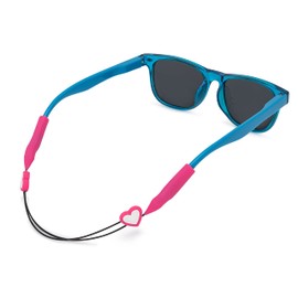 Pilotfish Basics Glasses Strap, No Tail Eyeglass Holder Adjustable Kids Glasses Strap, Anti Slip Sports Glasses Holder Ultra Comfort Sunglasses Eyeglasses Strap for Boys and Girls (Heart, 12 Inch)