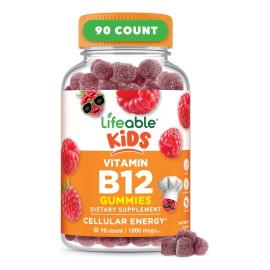 Vitamina B12 1000 Mcg Con 90 Gomitas Para Niños Hecho En Usa Sabor Frambuesa