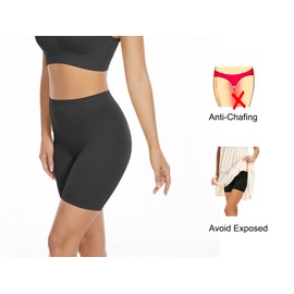 Amazingjoys Seamless Slip Shorts Women's Smooth Slip Panties for Under Dresses,Black,S-M