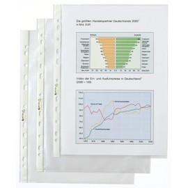 Acco Hetzel 2102392 A4 Punched Document Pockets Crystal Clear | Extra Strong | Sleeve | Wallets | Open at the Top | Pack of 100