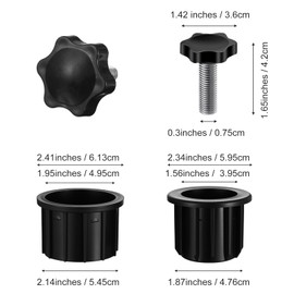 Bremorou 6 Pcs Umbrella Base Stand Replacement Parts Patio Umbrella Base Replacement Parts Umbrellas Hole Ring Plug Cover with M8 Threaded Knobs for Backyard Patio Table Decks Outdoor Black