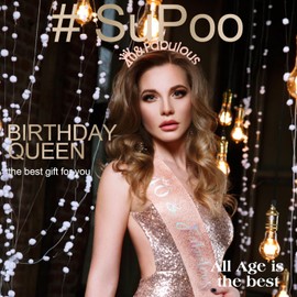 SuPoo Rose Gold 40th Birthday Sash and Headband 40th Birthday Decorations for Women 40th Birthday Crown Tiara 40th Birthday Gifts for Her 40 and Fabulous 40 Year Old Party Decorations