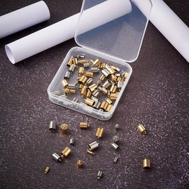 Elecrelive 100Pcs Stainless Steel Cord Ends 5 Sizes Glue-in Leather Cord Barrel End Tip Tube End Caps Terminators for DIY Bracelets Necklaces Tassels Jewelry Making