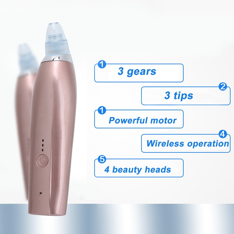 Rechargeable Electric Blackhead Removal Machine Vacuum Suction Face Pore CleanerChampagne