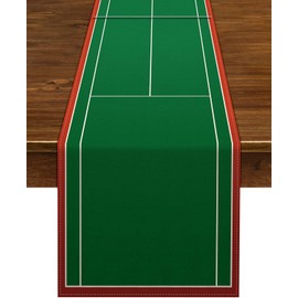 Linen Tennis Court Table Runner Tennis Themed Birthday Party Table Cover Indoor Outdoor Party Decoration Home Dining Room Kitchen Table Decor (13" x 90")