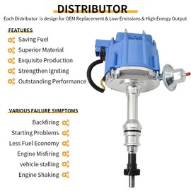 CNPAPC 6512R HEI Distributor with 65k Coil Wiring Set Compatible with AMC 290 304 343 360 390 401 1967-1983, Spark Plug Wires for Jeep 304/360/401 1971-1990