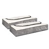 LIVIVO 2pack Grey Linen Printed Zipped Underbed Storage Bag Organiser