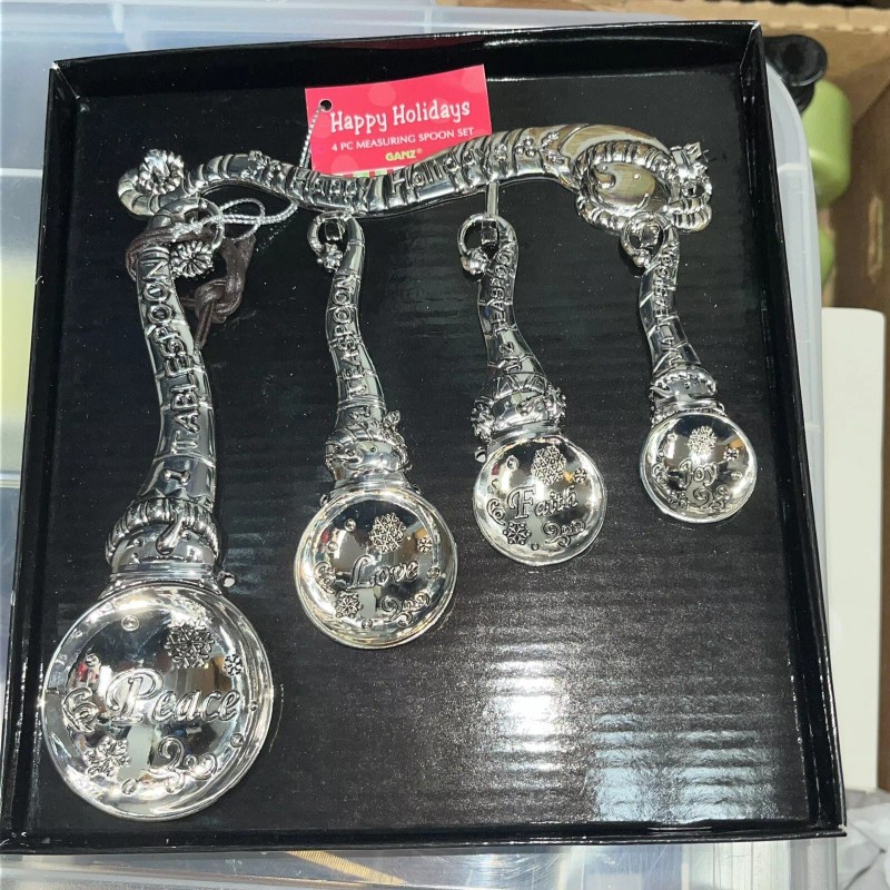 Ganz Christmas Holiday 4 Pce Set Measuring Spoons Peace Love
