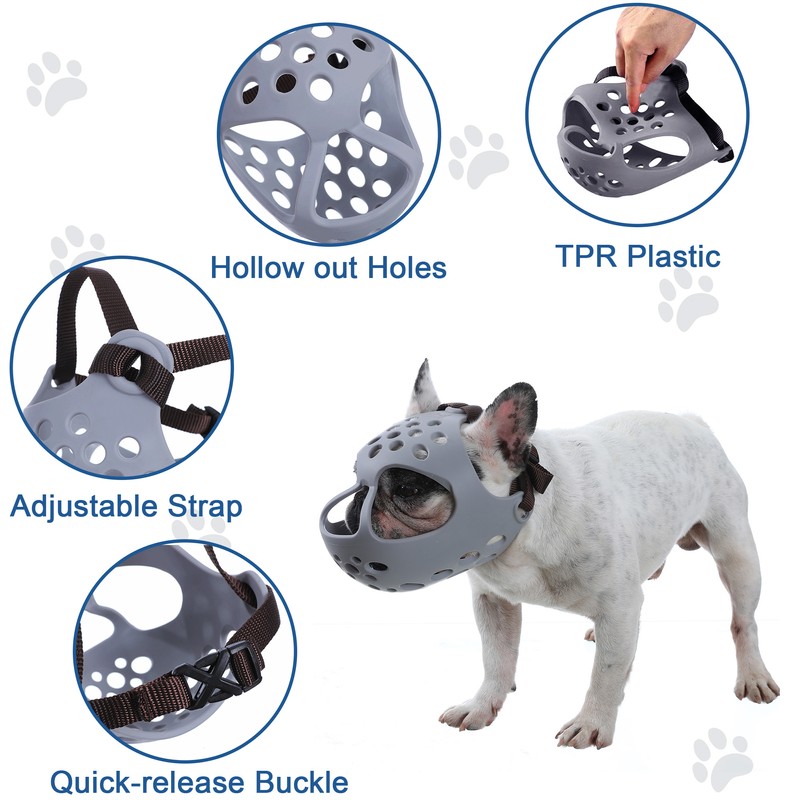 Dog Muzzle for Short Snout Dogs Breathable Holes Prevent Biting