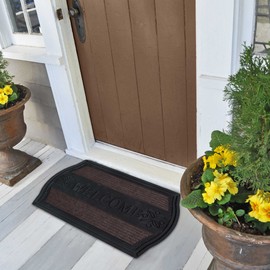 FH Group DM013 Coir Welcome Rubber Utility Doormat- Rubber Utility mat for Pets Dogs muds Shoes or Home