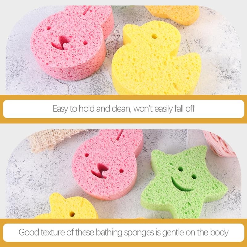 HOMSFOU Baby Bath Sponge, Skin Friendly Bath Scrubber for Newborn