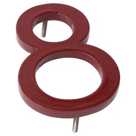 Montague Metal Products MHN-04-F-BR1-8 Solid Brushed Aluminum Modern Floating Address House Numbers, 4", Powder Coated Brick Red