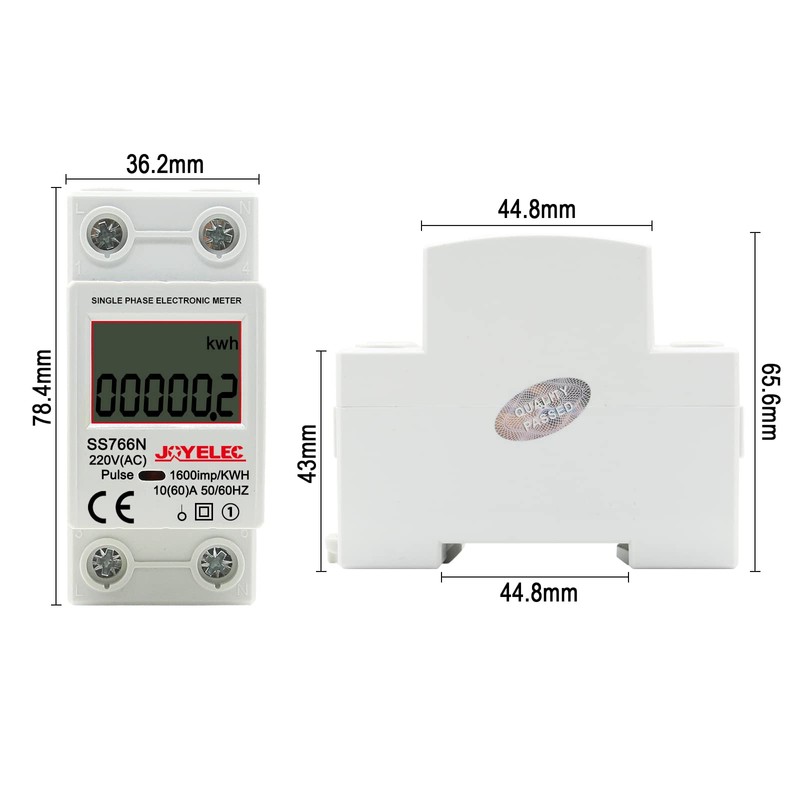 JOYELEC LCD Digital 220 V Electricity Meter, DIN Rail KWh