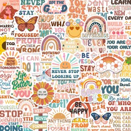 CKXTYNG 200 Pcs Motivational Boho Stickers for Teens Adults Girls, Positive Affirmation Vinyl Decals, Waterproof Holographic Stickers for Laptop Water Bottle Journal