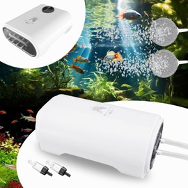 Aquarium Air Pump, 8 W Oxygen Pump, Adjustable Aquarium Pump, with Check Valve, Air Stone, Air Line, Oxygen Supply 720 L/H, Low Noise Vibration, for Fish Tank and Nano Aquarium