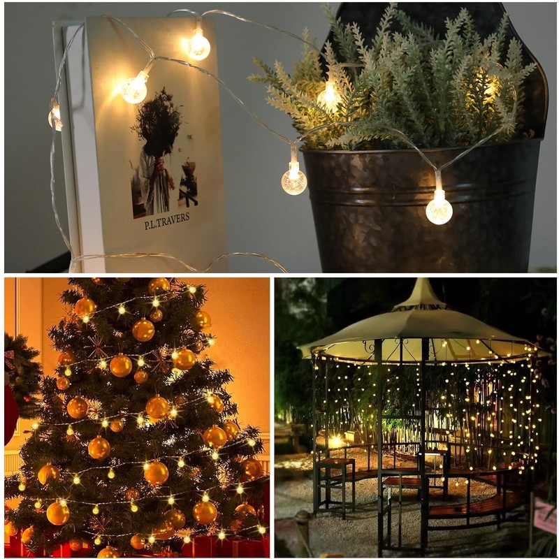 Vigdur Solar String Lights Outdoor, 2 Packs 15ft Globe String
