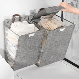 Cesta de lavandería con asa para el hogar, cesta elegante plegable para almacenar ropa, Cesta de lavandería resistente con asa, contenedor de asa para lavandería,