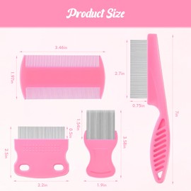 6-Pack Flea Comb for Dogs and Cats, Fine & Wide Tooth Stainless Steel Lice Comb, Tick Removal Tool, Tear Stain Remover, Dematting Brush - Professional Pet Grooming Kit for All Types of Pets