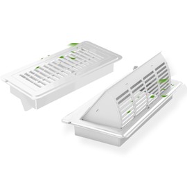 6-Position Tilt Vent Deflector & Floor Vent Cover, 2 Pack, 4x10 Floor Register, Tool‑Free Install, Adjustable Vent Covers for Home Floor, Office & Ceiling (White)