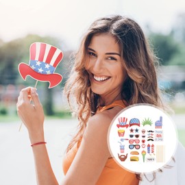 LUOEM 27pcs 4th of July Photo Booth Props American Patriotic Party Decorations Favors