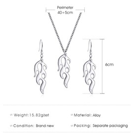 TseenYi Punk Fire Necklace Choker Creative Flame Pendant Necklace with Earrings Set Hip Hop Chain Necklace Jewelry for Women and Girls