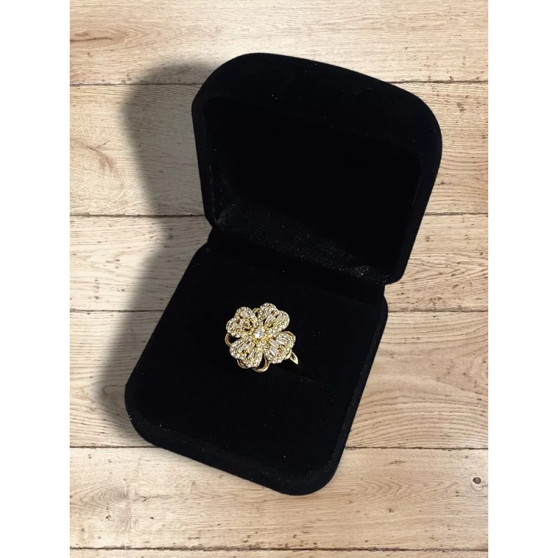 Dtup Anillo De Flor Giratorio Anti Estrés Chapado En Oro