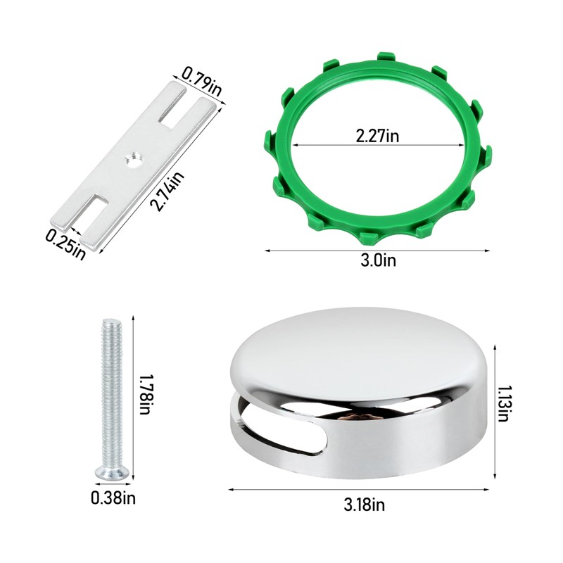 18009 Snap-On Bathtub Overflow Plate Kit in Chrome Plated 1Pcs