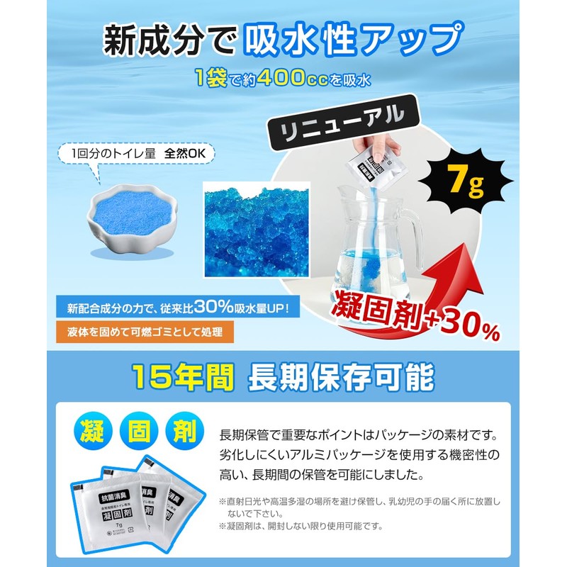 【消防士監修・抗菌・消臭】防災グッズ 簡易トイレ 凝固剤 15年保存 30～60回分 防臭袋付き 災害用トイレ 災害 防災 抗菌