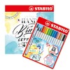 STABILO Pen 68 Brush Pens with Handwriting Instructions, 15 Assorted