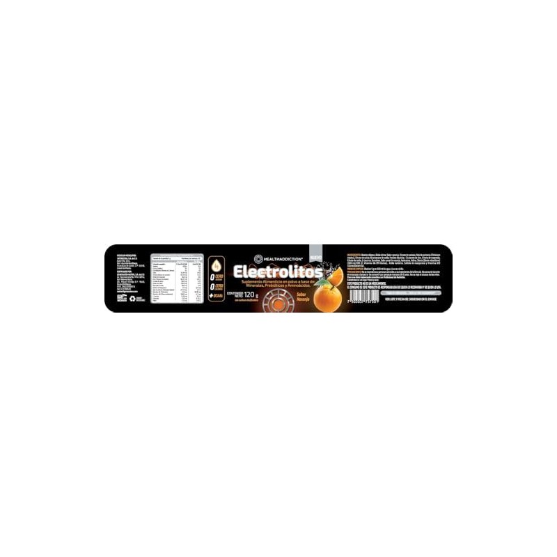 HEALTHADDICTION Polvo de Electrolitos con BCAAs Prebióticos y Vitaminas B