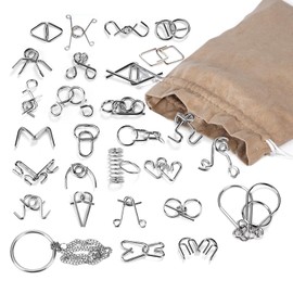 Joyeee Pack of 28 Metal Brain Teasers is 3D Puzzle Games, Puzzle Games, Thinking Game #3 - Unravel Puzzles and Test IQ for Children and Adults