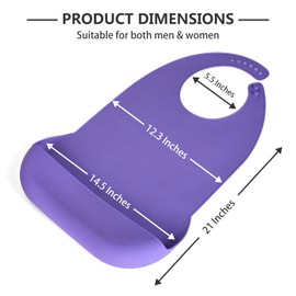 Adult Bibs for Men Women Adjustable Washable Silicone Adult Bibs for Elderly with Crumb Catcher (Purple)